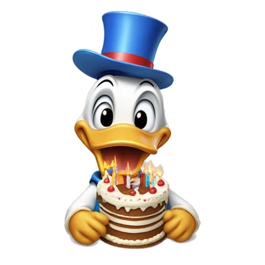 Donald duck with birthday cake sticker