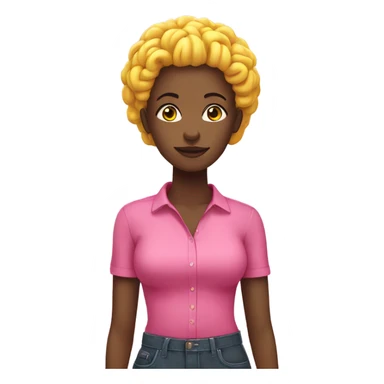 black woman wearing yellow shirt. with a huge pink brain.  sticker