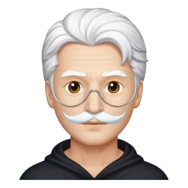 white haired man with half white mask sticker