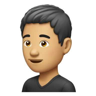 an Asian man with a riff cut sticker