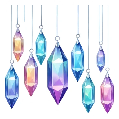 Iridescent big giant glistening glossy sparkly shiny glittery hanging crystals decorations sticker