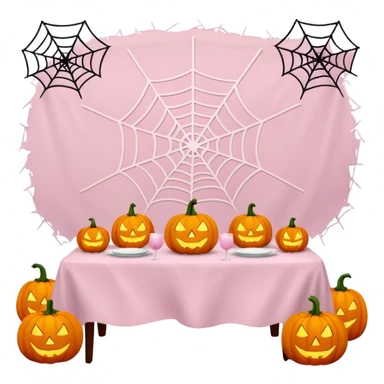 pastel pink halloween table setup sticker