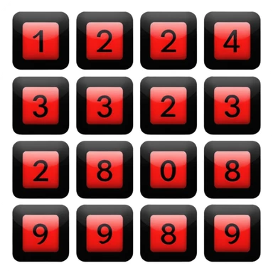Red numbers in black squares sticker