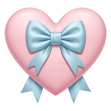 Pastel pink heart with white bow sticker