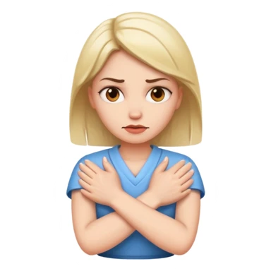 woman with crossed hands with mad face sticker