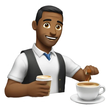 Un chico con una sábana en los hombros tomando café sticker