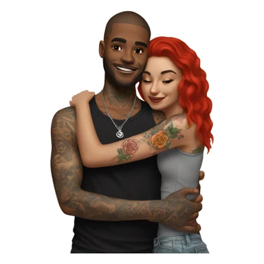 Photo model tattooed couple hugging  sticker