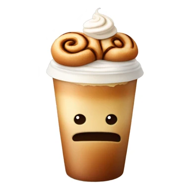 Cinnamon and cappuccino bun in a disposable glass sticker