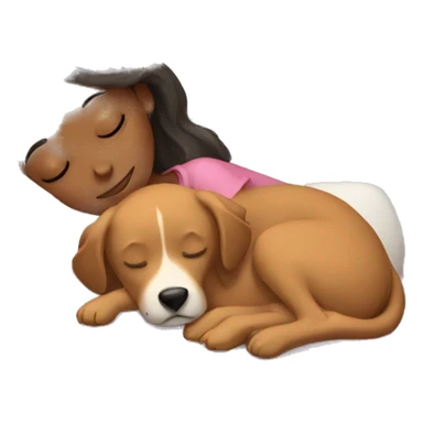 Girl sleeping with a dog  sticker