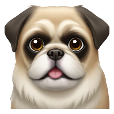 brown and white and black pekingese pug sticker