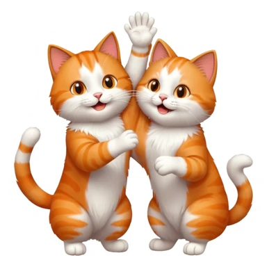 Very happy cat high-fiving another cat friend sticker