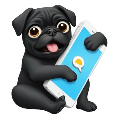 Black pug on the phone sticker