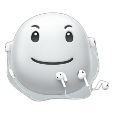 happy blob with white earphones sticker