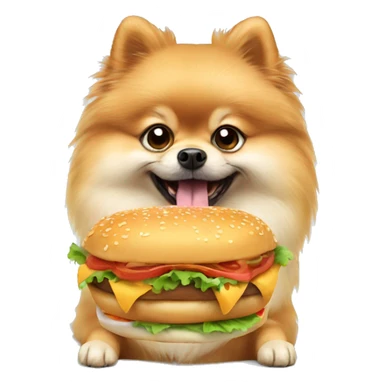Pomeranian eating hamburger  sticker