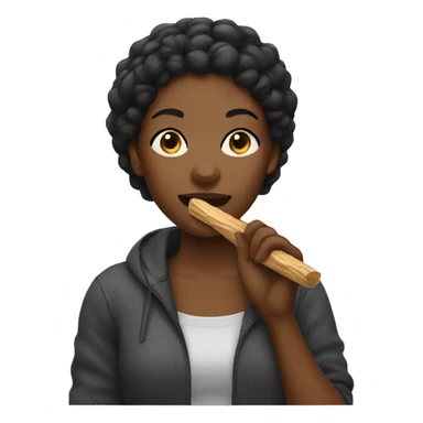 Black woman eating a wood stick sticker