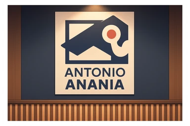 su questo stile fai un manga/webtoon a colori in cui mostri quella parete dietro dello studio con il suo logo e la scritta "ANTONIO ANANIA" SOTTO IL LOGO, LUCE CHE ILLUMINA IL LOGO sticker