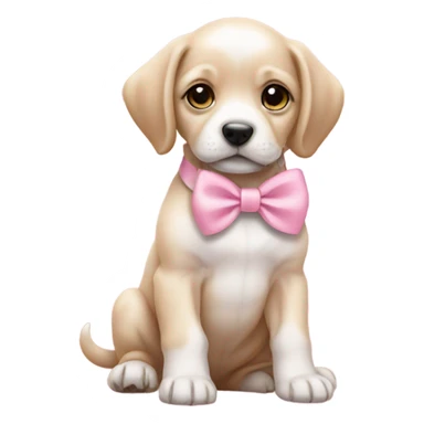 Puppy with baby pink bow sticker