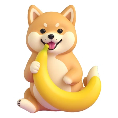 shiba inu eating banana sticker
