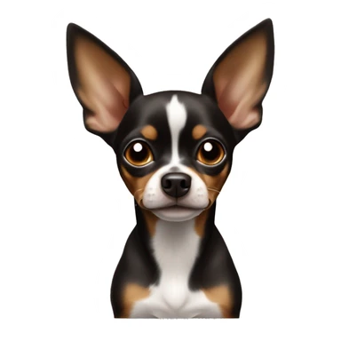 Dark brown and white chihuahua min pin mix with big ears sticker