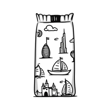 doodle style chocolate bar with Dubai icons sticker