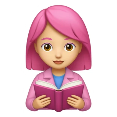 chica rosa pensando con libro ideas sticker