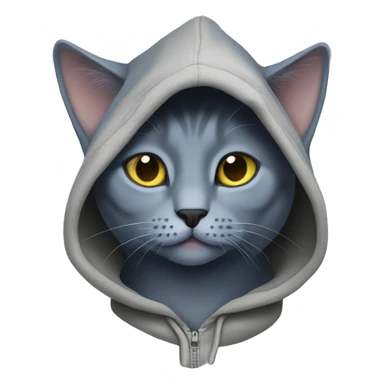 Russian blue cat wearing a hoodie  sticker