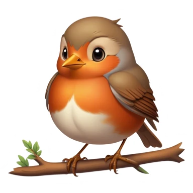 Cinematic Noble Robin Portrait Emoji, Poised and dignified, with a delicate, rounded build, a soft rust-red breast, gentle inquisitive eyes, and a small, refined beak, Simplified yet sharp and sophisticated features, highly detailed, glowing with a soft, warm glow, high shine, intelligent and graceful, stylized with an air of woodland charm, focused and attentive, soft glowing outline, capturing the essence of a watchful and confident robin that appears ready to flutter out of the screen with effortless authority! sticker