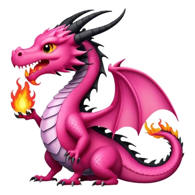 Pink and Black dragon breathing fire sticker