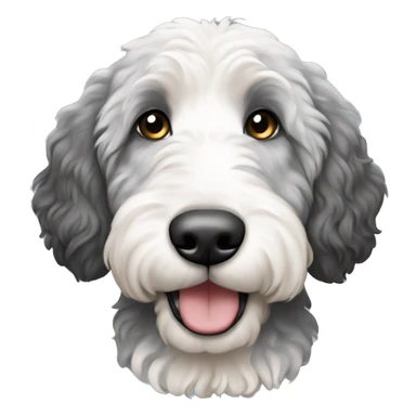 A Bernedoodle dog that’s white with gray and black sticker
