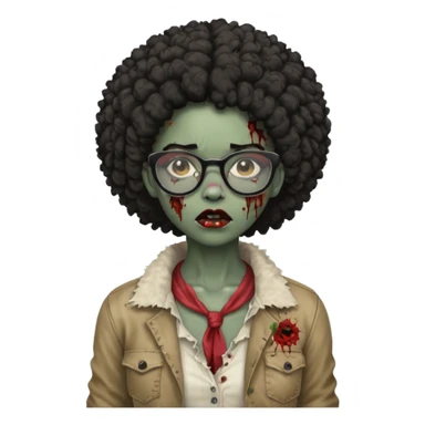 black zombie girl with glasses and afro hair sticker