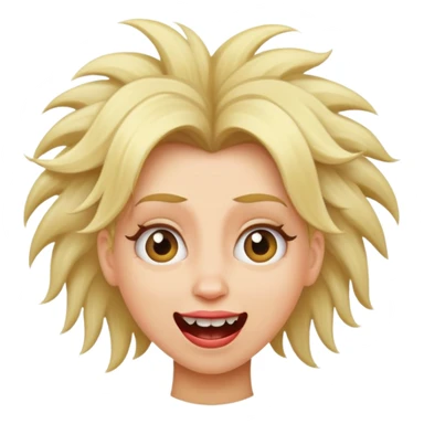 Blonde lady no teeth crazy hair sticker