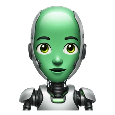 Asian robot with green eyes sticker