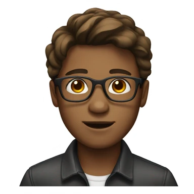 Brown hair boy with middle part with glasses sticker