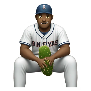 baseball player eating a cactus sticker