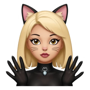 a baddie with lashes and nails and a cat outfit sticker