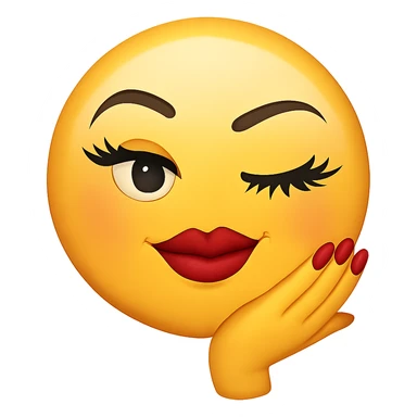 slay emoji, winking and confident, glamorous, no background sticker