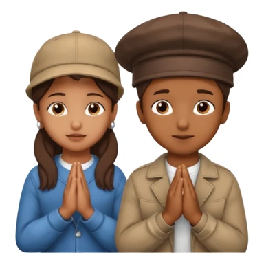 A BROWN MOTIVATIONAL girl and boy WITH A CAP ON WITH PRAYING HANDS sticker
