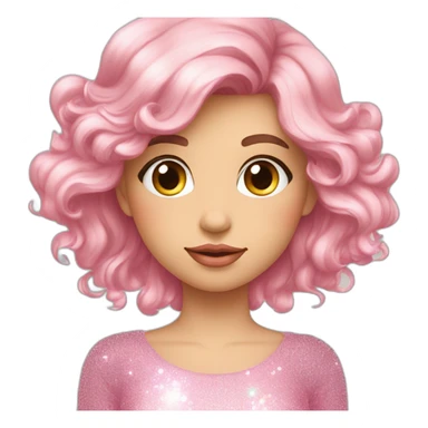Fille cheveux long bleunuit et rose avec des paillettes dans les yeux sticker