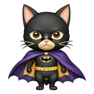 bat man cat with cape and mask sticker