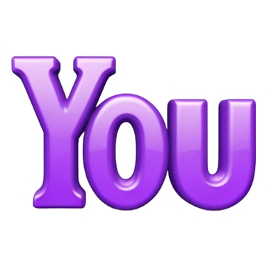 3D text that spells "you" in a shiny purple fancy font  sticker