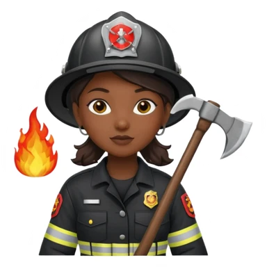 Firefighter girl with Black uniform sticker