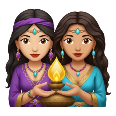 2 women one is an Asian gypsy fortune teller and one is a Latina  sticker