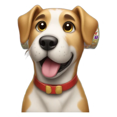 A dog playing a slot machine winning sticker