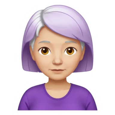 older pregnant woman with short white hair, purple shirt, medium color skin sticker