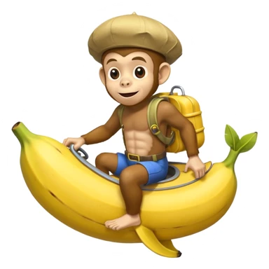
monkey man riding a banana submarine sticker