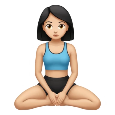 Tan woman with black hair with hands on knees, knees bent, arched back, big butt sticker