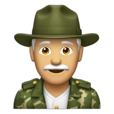 Hombre viejo pelo largo y con traje de camuflaje de hojas sticker