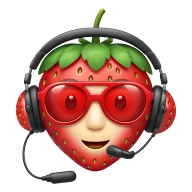Cute strawberry wearing headset and shades sticker