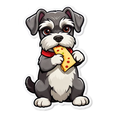 miniature schnauzer eating burrito sticker