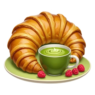 Giant Croissant with a coup of matcha and rasberry sticker